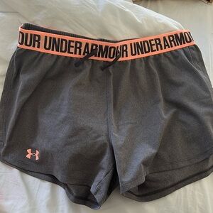 Women’s Under Armour orange and gray shorts size S